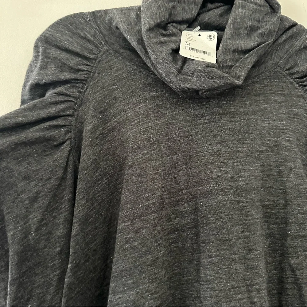 NWT Free People We The Free Turtleneck Long Sleeve Shirt Top Grey Black Medium - Picture 2 of 7